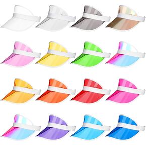 16 Pcs Unisex Sun Visors Plastic Clear Colorful PVC Poker Visor Transparent Sun Visor Hat for Sports Football Golf Summer Beach UV Protection Cap Candy Color Party Accessories Bulk in Saudi Arabia