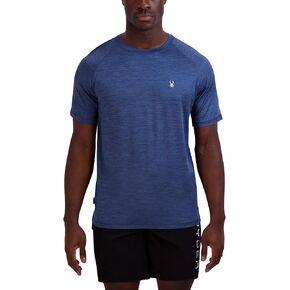 Spyder Men's Standard Quick Dry UPF Rashguard Lightweight Short Sleeve Solid Heather Hybrid Swim Shirt