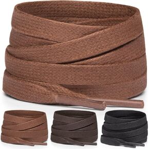 Miscly 3 Pairs Flat Waxed Cotton Boot Laces Shoelaces 1/4″ Wide in Saudi Arabia