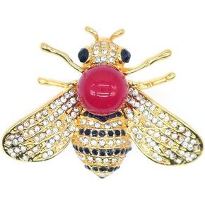Honey Bee Brooches Crystal Insect Themed Bee Brooch Animal Fashion Shell Pearl Brooch Pin Gold Tone in Saudi Arabia