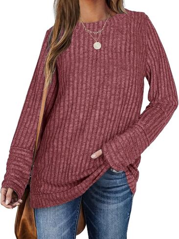 PGANDS Women's Tunic Sweaters for Women Crew Neck Long Sleeve Fall Tops Lightweight Comfy Shirts in Saudi Arabia