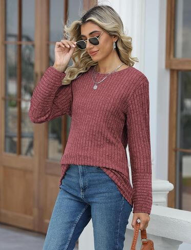 PGANDS Women's Tunic Sweaters for Women Crew Neck Long Sleeve Fall Tops Lightweight Comfy Shirts in Saudi Arabia