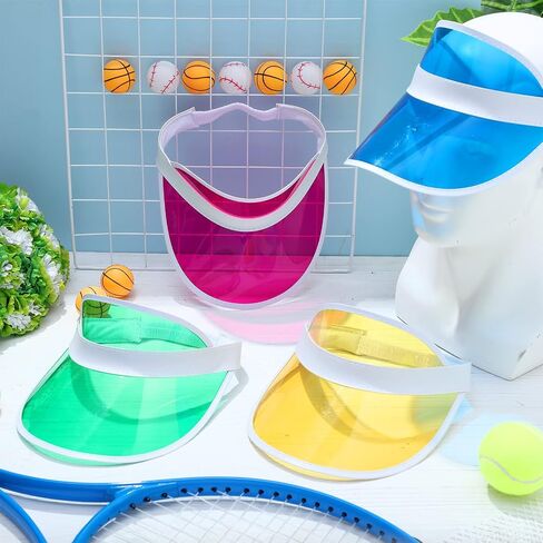 16 Pcs Unisex Sun Visors Plastic Clear Colorful PVC Poker Visor Transparent Sun Visor Hat for Sports Football Golf Summer Beach UV Protection Cap Candy Color Party Accessories Bulk in Saudi Arabia