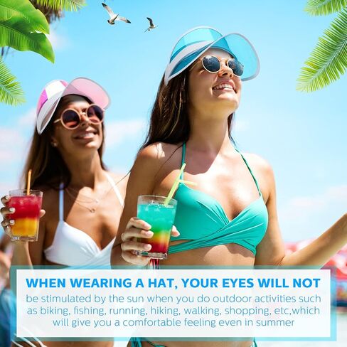 16 Pcs Unisex Sun Visors Plastic Clear Colorful PVC Poker Visor Transparent Sun Visor Hat for Sports Football Golf Summer Beach UV Protection Cap Candy Color Party Accessories Bulk in Saudi Arabia