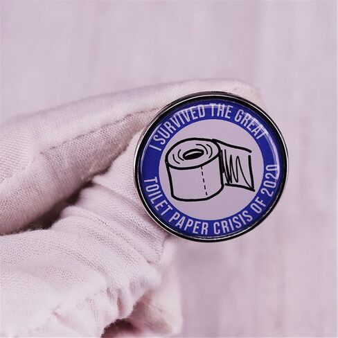 I Survived The Great Toilet Paper Crisis Of 2020 Brooch Cartoon Toilet Paper Enamel Lapel Pin Shirt Bag Decoration Funny Badge Jewelry Gift Fans Friends Family Members in Saudi Arabia