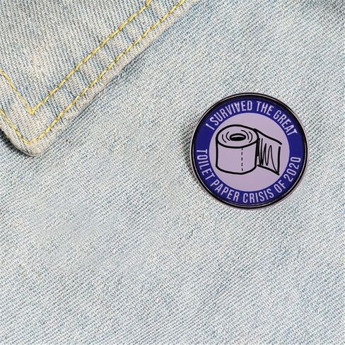 I Survived The Great Toilet Paper Crisis Of 2020 Brooch Cartoon Toilet Paper Enamel Lapel Pin Shirt Bag Decoration Funny Badge Jewelry Gift Fans Friends Family Members in Saudi Arabia