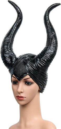 ZIFUNMUR Black Long Halloween Costume Queen Horns Hat Headband Deluxe Magic Witch Headpiece Headdress for Women Girls Adult in Saudi Arabia