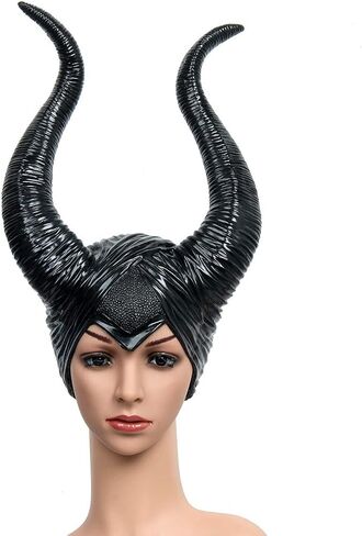 ZIFUNMUR Black Long Halloween Costume Queen Horns Hat Headband Deluxe Magic Witch Headpiece Headdress for Women Girls Adult in Saudi Arabia