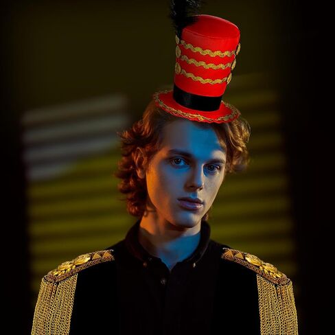 Tigeen Ringmaster Hat and 2 Pcs Gold Shoulder Epaulettes Costume Accessories Circus Majorette Headband Mini Soldier Hat Shoulder Pads Gold Fringe Boards Lion Tamer Headpiece Blazer Woman Adult in Saudi Arabia