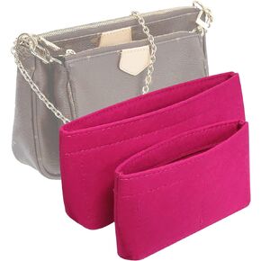Vercord Felt Purse Organizer Insert Pochette Handbag Insert Bag in Bag for Multi Pochette Accessories Add Zipper Pocket Black