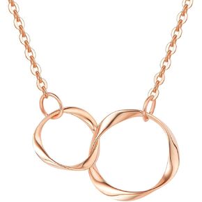 AGVANA 14K Real Gold Necklace Bracelet for Women Two Interlocking Eternity Circles Mother Daughter Necklace Bracelet Fine Jewelry Anniversary Birthday Gifts for Women Girls Mom Her in Kuwait