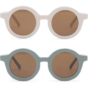 TOYHDAYO Cute flowers and round sunglasses for Kids Flexible Rubber Frame UV400 Protection for Toddler Girls Boys Age 2-10