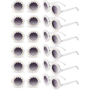 12 Pairs Kids Daisy Sunglasses Flower Round Sunglasses for Toddler Funny Sunglasses Party Child Beach Party Eyewear