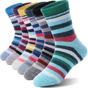 ANTSANG Kids Wool Hiking Socks Winter Warm Thick Thermal Crew Boot Heavy Cozy Gift Snowboarding Socks 6 Pairs