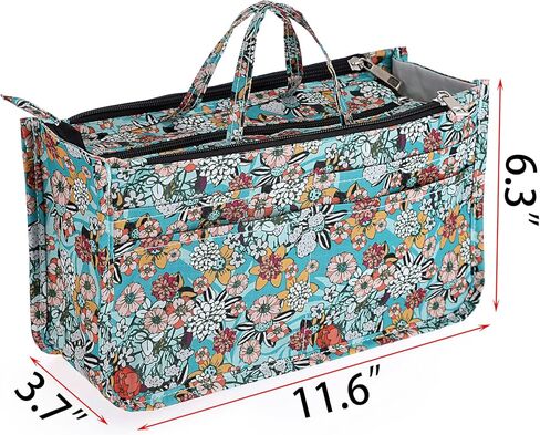 BTSKY Printing Handbag Organizers Inside Purse Insert - High Capacity 13 Pockets Bag Tote Organizer with Handle (Black Animal) in Kuwait