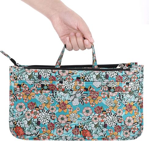 BTSKY Printing Handbag Organizers Inside Purse Insert - High Capacity 13 Pockets Bag Tote Organizer with Handle (Black Animal) in Kuwait