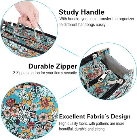 BTSKY Printing Handbag Organizers Inside Purse Insert - High Capacity 13 Pockets Bag Tote Organizer with Handle (Black Animal) in Kuwait