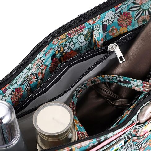 BTSKY Printing Handbag Organizers Inside Purse Insert - High Capacity 13 Pockets Bag Tote Organizer with Handle (Black Animal) in Kuwait