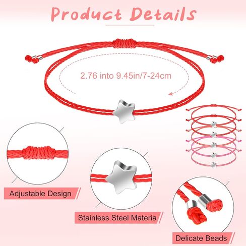 Cunno 50 قطعة سوار الصداقة على شكل نجمة قابل للتعديل سوار نجمة الرغبات أساور للنساء الرجال الفتيات الاطفال هدايا عيد الميلاد in Kuwait