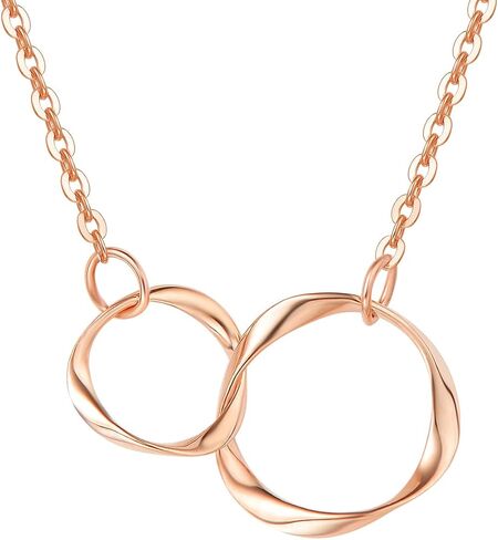 AGVANA 14K Real Gold Necklace Bracelet for Women Two Interlocking Eternity Circles Mother Daughter Necklace Bracelet Fine Jewelry Anniversary Birthday Gifts for Women Girls Mom Her in Kuwait