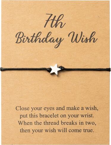 WATINC 6th Birthday Wish Bracelet, Adjustable Star Cord Bracelets with Make A Wish Cards, Friendship Simple Handmade Bracelet Birthday Gift for Daughter Friends Sister in Kuwait