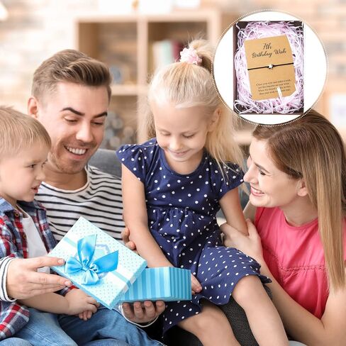 WATINC 6th Birthday Wish Bracelet, Adjustable Star Cord Bracelets with Make A Wish Cards, Friendship Simple Handmade Bracelet Birthday Gift for Daughter Friends Sister in Kuwait