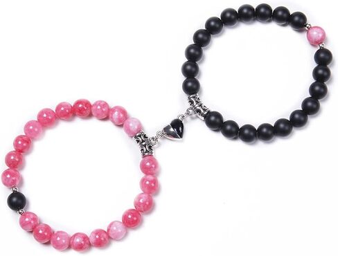 Leatic Magnetic Couple Bracelets Relationship Distance Bracelet Heart Energy Stone Beads Gemstone Beaded Agate Bracelet Matching Bracelets For Couples Friendship Best Friend Boyfriend And Girlfriend in Kuwait