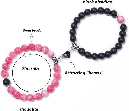 Leatic Magnetic Couple Bracelets Relationship Distance Bracelet Heart Energy Stone Beads Gemstone Beaded Agate Bracelet Matching Bracelets For Couples Friendship Best Friend Boyfriend And Girlfriend in Kuwait