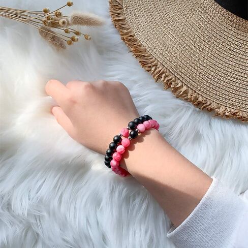Leatic Magnetic Couple Bracelets Relationship Distance Bracelet Heart Energy Stone Beads Gemstone Beaded Agate Bracelet Matching Bracelets For Couples Friendship Best Friend Boyfriend And Girlfriend in Kuwait
