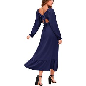VOTEPRETTY Women's Puff Sleeve Bridal Shower Flowy Tie Back Long Dresses in Kuwait