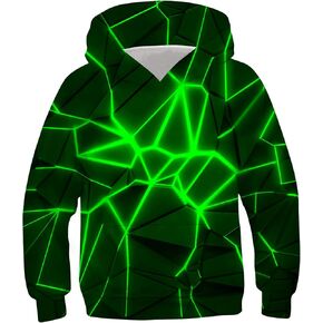 RAISEVERN Kids Hooded Sweatshirt 3D Pullover Hoodie for Girls Boys with Pocket for 6-16 Years