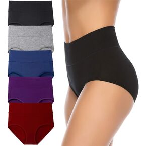 Annenmy Women's High Waist Cotton Underwear Soft Brief Panties Regular and Plus Size