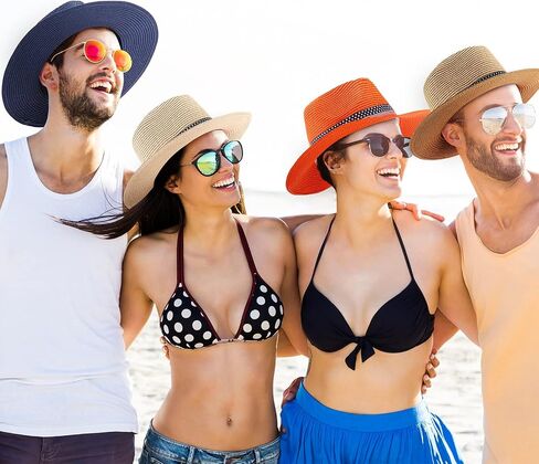 Jeyiour 12 Pack Straw Fedora Hat for Men Women Classic Wide Brim Straw Hat Beach Colorful Sun Hat Bulk Panama Hat for Beach Summer Outdoors Camping Supplies Patriotic Costume Accessory in Saudi Arabia