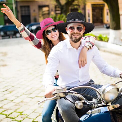 Jeyiour 12 Pack Straw Fedora Hat for Men Women Classic Wide Brim Straw Hat Beach Colorful Sun Hat Bulk Panama Hat for Beach Summer Outdoors Camping Supplies Patriotic Costume Accessory in Saudi Arabia