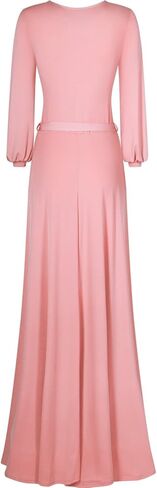Bon Rosy Women's #MadeInUSA 3/4 Sleeve V-Neck Solid Maxi Wrap Dress Plus in Kuwait