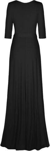 Bon Rosy Women's #MadeInUSA 3/4 Sleeve V-Neck Solid Maxi Wrap Dress Plus in Kuwait