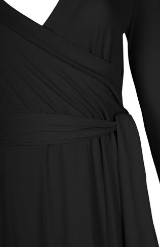 Bon Rosy Women's #MadeInUSA 3/4 Sleeve V-Neck Solid Maxi Wrap Dress Plus in Kuwait