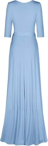 Bon Rosy Women's #MadeInUSA 3/4 Sleeve V-Neck Solid Maxi Wrap Dress Plus in Kuwait