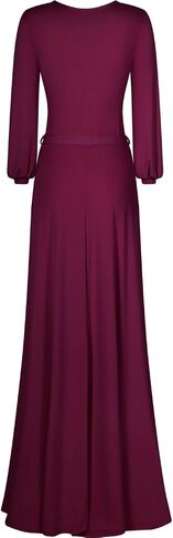 Bon Rosy Women's #MadeInUSA 3/4 Sleeve V-Neck Solid Maxi Wrap Dress Plus in Kuwait