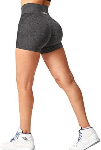 YEOREO Scrunch Butt Workout Shorts Women 3.5" Seamless V Cross Waist Sport Gym Amplify Shorts in Saudi Arabia