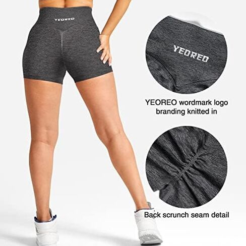 YEOREO Scrunch Butt Workout Shorts Women 3.5" Seamless V Cross Waist Sport Gym Amplify Shorts in Saudi Arabia
