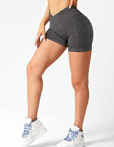 YEOREO Scrunch Butt Workout Shorts Women 3.5" Seamless V Cross Waist Sport Gym Amplify Shorts in Saudi Arabia
