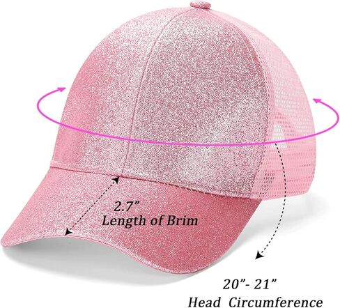 Girls Glitter Baseball Cap Criss Cross Ponytail Hat Adjustable High Messy Bun Ponycap Kids Trucker Hat in Kuwait