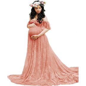 Sicily Women's Lace Off-Shoulder Long Maternity Dress Plus Photography in Saudi Arabia