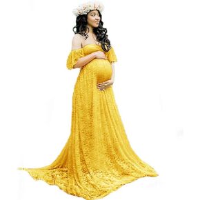 Sicily Women's Lace Off-Shoulder Long Maternity Dress Plus Photography
