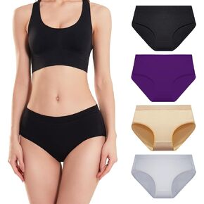 SERISIMPLE Bamboo Women Luxury Underwear Silky Comfy Ultra Soft Briefs Breathable Stretch High&Mid Waist Panties 4 pack in Saudi Arabia