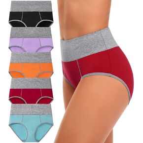 CULAYII High Waisted Underwear for Women Cotton No Muffin Top Full Coverage Briefs Soft Stretch Ladies Panties 5 Pack