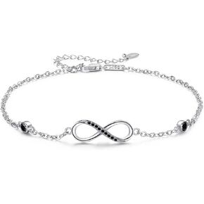 MEDWISE Womens Infinity Anklet Bracelet 925 Sterling Silver Endless Love Symbol Ankle Bracelet Adjustable Plus Size Large Bracelet Gifts for her Valentines Day Mother’s Day Gifts