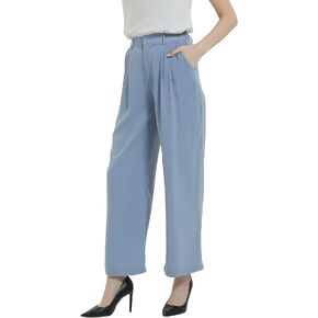 Tronjori Women High Waist Casual Straight Leg Long Dress Pants Wide Leg Trousers Regular Waistband in Saudi Arabia