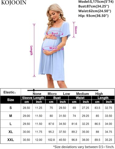 KOJOOIN Maternity Dress Summer Women Tie Back Square Neck Puff Sleeve Off Shoulder Pregnancy Baby Shower Dress in Saudi Arabia